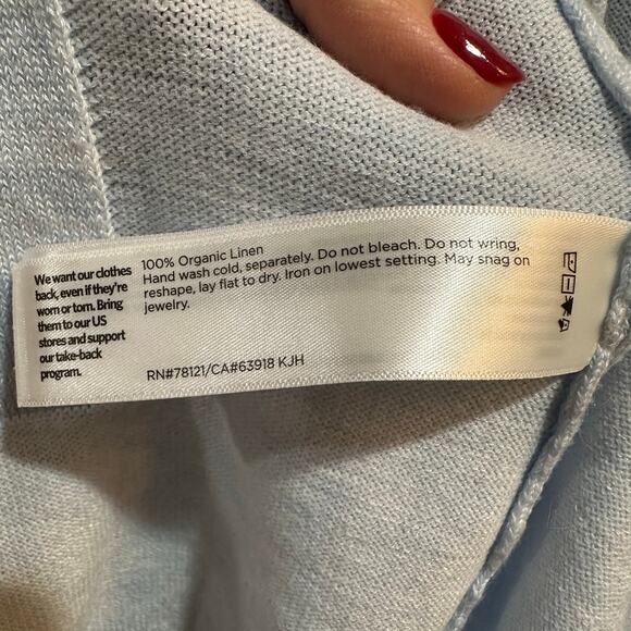 Eileen Fisher Cardigan 100% Organic Linen Aqua Open Knit NWT $278 Size XL - Picture 7 of 8